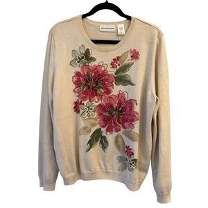 Vintage Alfred Dunner Embroided beaded sequined floral sweater sz L